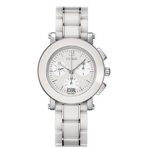 Fendi White Ceramic Watch silver accents